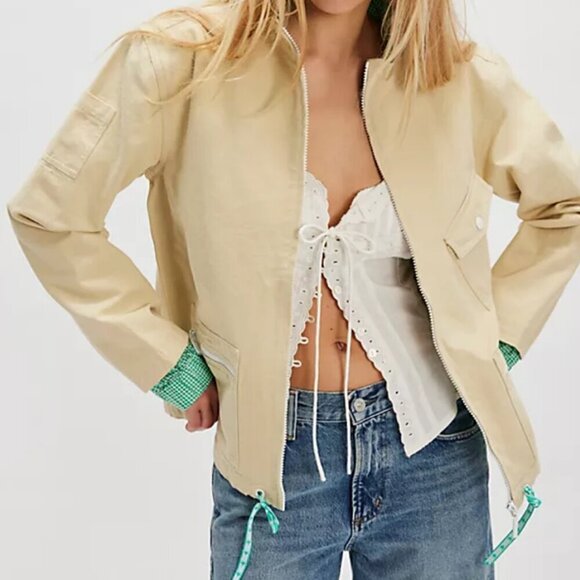 NWT Free People Top Down Jacket in Khaki Chino